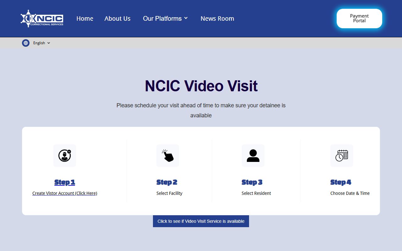 NCIC video visitation page used for Grand County Jail visits